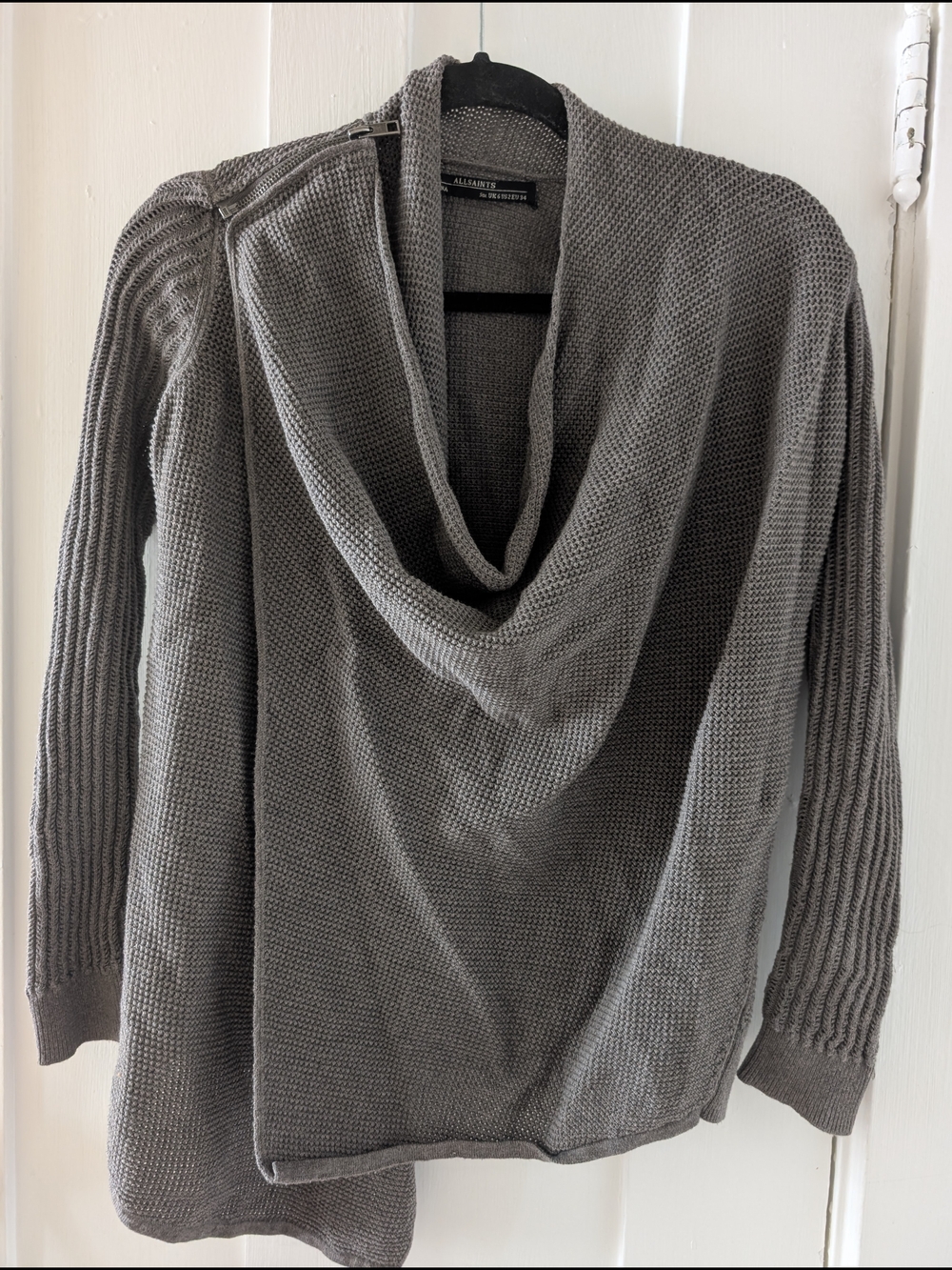 All Saints Brown Taupe Draped Cowl Neck Women's Sweater XS